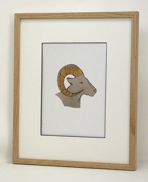 Obraz – znak zodiaku „Baran” 27x33 cm – w ramie dąb naturalny woskowany