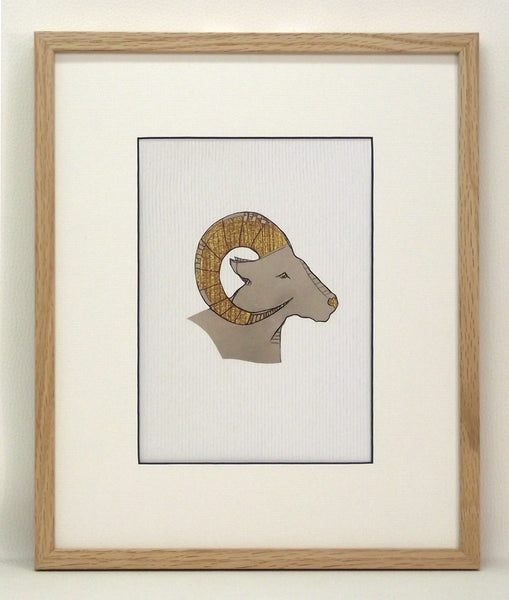 Obraz – znak zodiaku „Baran” 27x33 cm – w ramie dąb naturalny woskowany