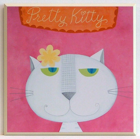 Obraz - Kolorowe kotki, kot z kwiatkiem za uchem - reprodukcja na płycie A7796 31x31 cm - Obrazy Reprodukcje Ramy | ergopaul.pl