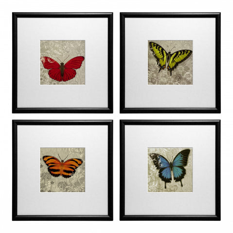 Zestaw czterech obrazów - Motyle w ornamentach - reprodukcje w ramach IGP5453, IGP5455, IGP5456, IGP5458 30x30 cm - Obrazy Reprodukcje Ramy | ergopaul.pl
