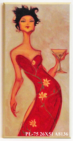 Obraz - Kobieta z kieliszkiem martini - reprodukcja na płycie A8136 26x51 cm - Obrazy Reprodukcje Ramy | ergopaul.pl