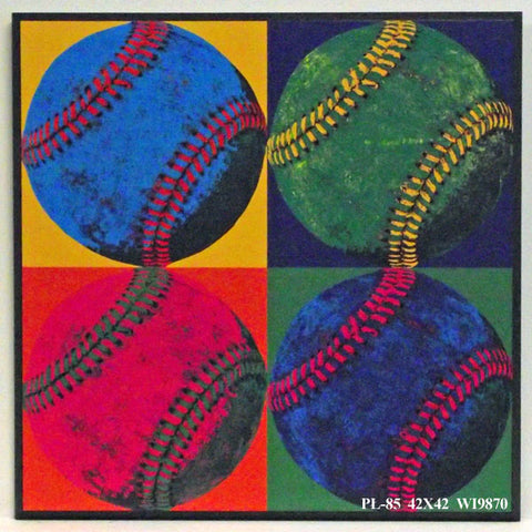 Obraz - Kolorowe piłki baseballowe w stylu Andy'ego Warhola - reprodukcja WI9870 na płycie 42x42 cm. - Obrazy Reprodukcje Ramy | ergopaul.pl