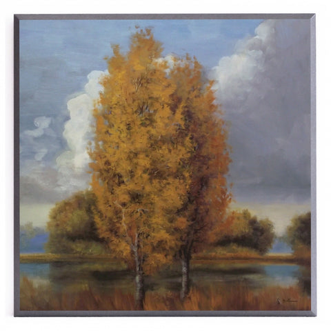 Obraz - Pejzaż z drzewami i jeziorem - reprodukcja na płycie A6510 51x51 cm - Obrazy Reprodukcje Ramy | ergopaul.pl