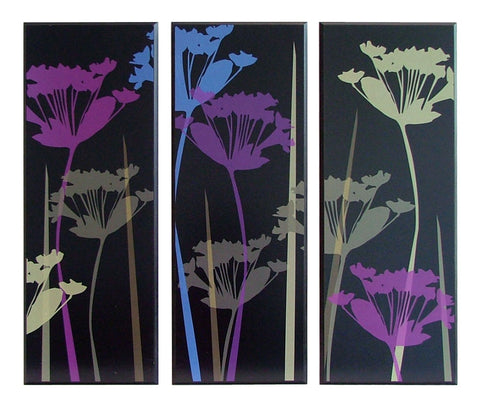 Zestaw trzech obrazów - Kwiaty na czarnym tle - reprodukcje na płytach PŁ-95 26x71 cm: KAA1001, KAA1002, KAA1003 - Obrazy Reprodukcje Ramy | ergopaul.pl