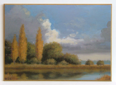 Obraz - Pejzaż z drzewami i jeziorem - reprodukcja na płycie A6511 51x71 cm - Obrazy Reprodukcje Ramy | ergopaul.pl