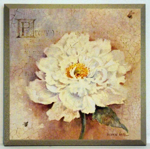 Obraz - Kwiaty w stylu decoupage, Peonia - reprodukcja na płycie D0812 19x19 cm - Obrazy Reprodukcje Ramy | ergopaul.pl