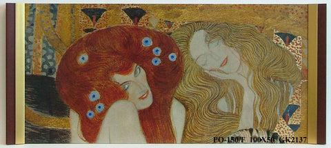 Obraz - Gustav Klimt, 'Fryz Beethovena' - fragment - reprodukcja na płycie w półramie GK2137 100x50 cm. - Obrazy Reprodukcje Ramy | ergopaul.pl