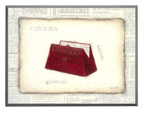 Obraz - Na tle gazety, czerwona torebka - reprodukcja na płycie A3553 40x30 cm - Obrazy Reprodukcje Ramy | ergopaul.pl