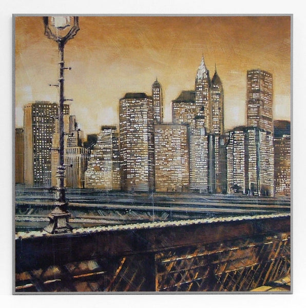 Obraz - Most w Brooklynie, zachód słońca - reprodukcja na płycie MTD5429 71x71 cm. OSTATNIA SZTUKA! - Obrazy Reprodukcje Ramy | ergopaul.pl