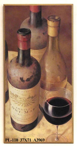 Obraz - Zakurzone butelki wina i kieliszek - reprodukcja na płycie A3969 37x71 cm - Obrazy Reprodukcje Ramy | ergopaul.pl