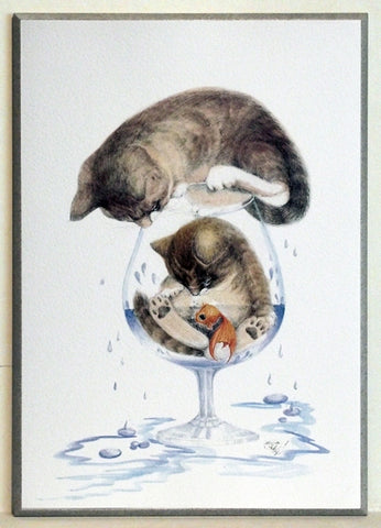 Obraz - Małe zwierzątka, kotek w kieliszku - reprodukcja na płycie SO71173 36x51 cm - Obrazy Reprodukcje Ramy | ergopaul.pl