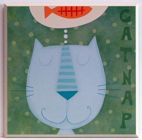 Obraz - Kolorowe kotki, kot marzący o rybce - reprodukcja na płycie A7794 31x31 cm - Obrazy Reprodukcje Ramy | ergopaul.pl