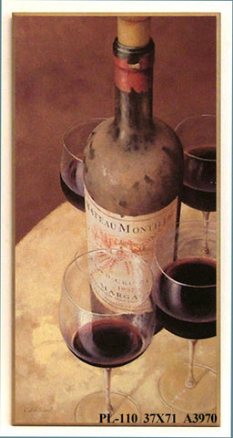 Obraz - Zakurzona butelka wina i kieliszki - reprodukcja na płycie A3970 37x71 cm - Obrazy Reprodukcje Ramy | ergopaul.pl