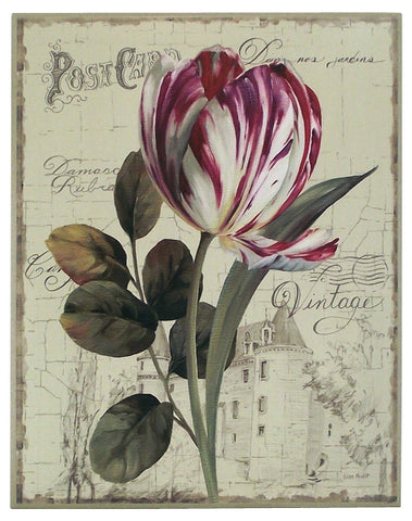 Obraz - Ogrodowe kwiaty, tulipan na szkicach architektury - reprodukcja WI10377 na płycie 56x71 cm. - Obrazy Reprodukcje Ramy | ergopaul.pl