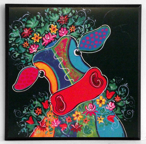 Obraz - Kwiecista, kolorowa krowa - reprodukcja na płycie AD352 31x31 cm. - Obrazy Reprodukcje Ramy | ergopaul.pl