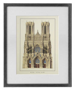 Obraz - Francuska Architektura, Reims Notre-Dame - reprodukcja AP019 w ramie z passe-partout 37X50 cm. - Obrazy Reprodukcje Ramy | ergopaul.pl