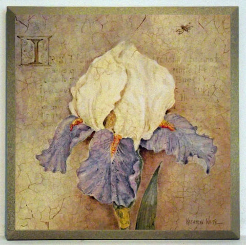 Obraz - Kwiaty w stylu decoupage, Irys - reprodukcja na płycie D0811 19x19 cm - Obrazy Reprodukcje Ramy | ergopaul.pl