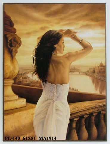 Obraz - Kobieta w podróży, balkon z widokiem na rzekę - reprodukcja na płycie MA1914 61x81 cm - Obrazy Reprodukcje Ramy | ergopaul.pl