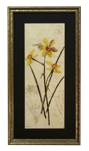 Obraz - Rustykalne kwiaty - żonkile - reprodukcja w ramie WI5986 30x60 cm.