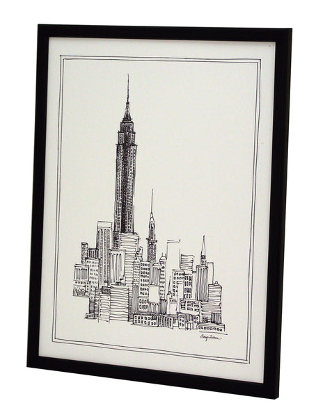 Obraz - Widok na Nowy Jork szkicowany piórkiem - reprodukcja WI8543 oprawiona w ramę 28x36 cm.