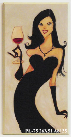 Obraz - Kobieta z kieliszkiem wina - reprodukcja na płycie A8135 26x51 cm - Obrazy Reprodukcje Ramy | ergopaul.pl