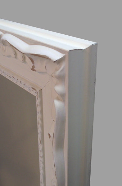Lustro kryształowe stojące 37x137 cm, z fazą, w ramie drewnianej białej rzeźbionej LSF-175/H7532.581 - Obrazy Reprodukcje Ramy | ergopaul.pl
