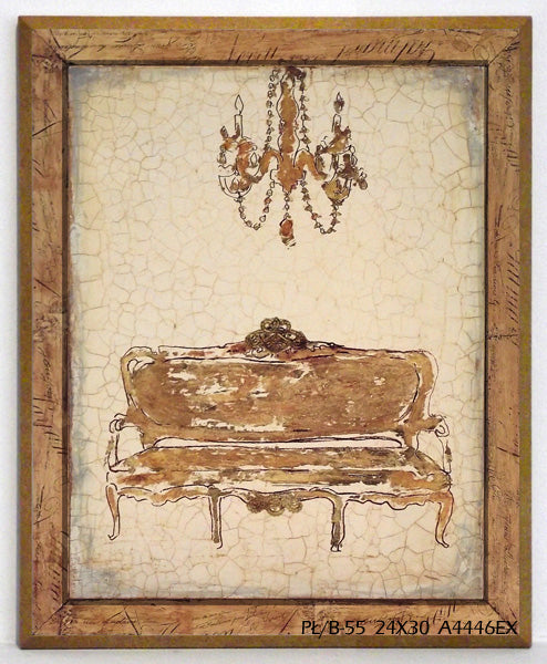 Obraz - Barokowa sofa z żyrandolem - reprodukcja na płycie A4446EX 25x31 cm - Obrazy Reprodukcje Ramy | ergopaul.pl