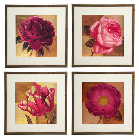 Zestaw czterech obrazów - Różowe Kwiaty - reprodukcje w ramach A3784EX, A3786EX, A3785EX, A3787EX 40x40 cm - Obrazy Reprodukcje Ramy | ergopaul.pl