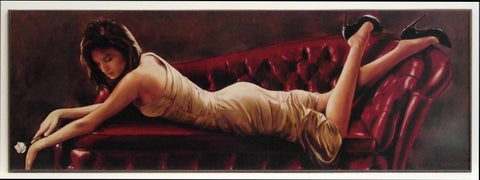 Obraz - Kobieta leżąca w wieczorowej sukni - reprodukcja na płycie EC6605 139x49 cm - Obrazy Reprodukcje Ramy | ergopaul.pl