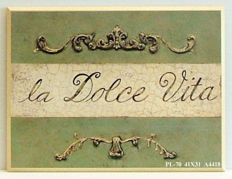 Obraz - Szyld z ornamentem, słodkiego życia, la dolce Vita - reprodukcja na płycie A4418 41x31 cm - Obrazy Reprodukcje Ramy | ergopaul.pl