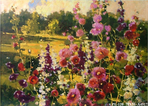 Obraz - Kwiaty na łące, malwy - reprodukcja na płycie A4917 71x51 cm - Obrazy Reprodukcje Ramy | ergopaul.pl