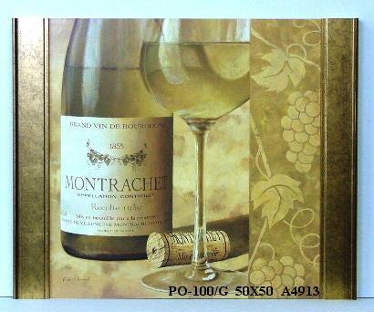 Obraz - Kieliszek z butelką białego wina - reprodukcja w półramie A4913 50x50 cm - Obrazy Reprodukcje Ramy | ergopaul.pl