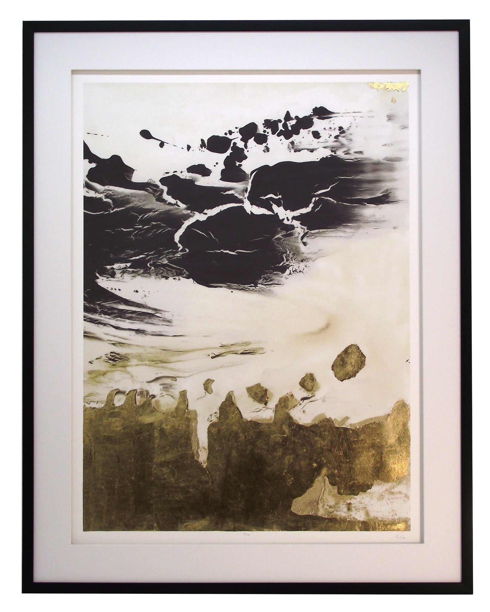 Obraz - Szaro-złota abstrakcja I - reprodukcja 125635FNE w ramie 80x103 cm