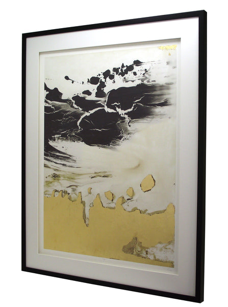 Obraz - Szaro-złota abstrakcja I - reprodukcja 125635FNE w ramie 80x103 cm