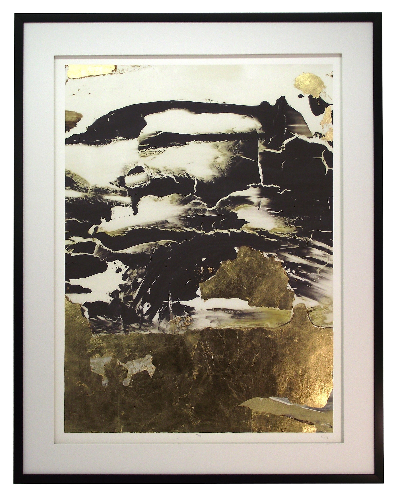 Obraz - Szaro-złota abstrakcja II - reprodukcja 125636FNE w ramie 80x103 cm
