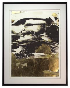 Obraz - Szaro-złota abstrakcja II - reprodukcja 125636FNE w ramie 80x103 cm