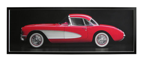 Obraz - Samochód Red Corvette II - reprodukcja 4AP3219-180 180x60 cm w ramie drewnianej