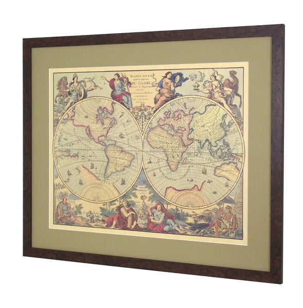 Obraz - Mapa Świata z 1792 r. - reprint A1 w ramie 74x60 cm