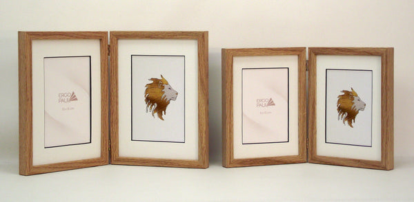Ramka Duo, dąb naturalny woskowany, do zdjęcia 9x13 cm lub 10x15 cm + znak zodiaku Lew 9x13 cm lub 10x15 cm.