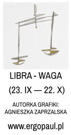 Obraz – znak zodiaku „Waga” 15x21 cm – w ramie dąb naturalny woskowany