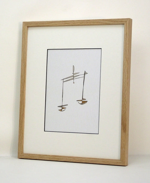 Obraz – znak zodiaku „Waga” 15x21 cm – w ramie dąb naturalny woskowany