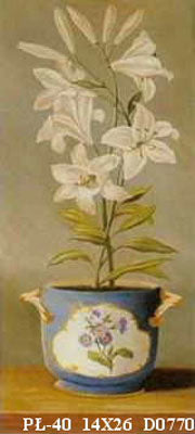 Obraz - Kwiaty w donicy, białe lilie - reprodukcja na płycie D0770 14x26 cm - Obrazy Reprodukcje Ramy | ergopaul.pl