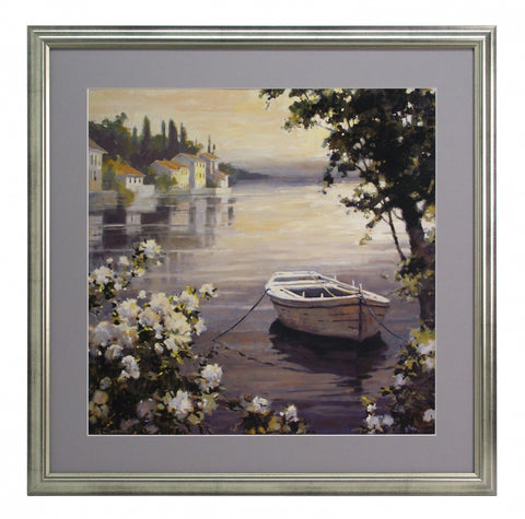 Obraz - Pejzaż z łódką na jeziorze - reprodukcja w ramie A2606EX 60x60 cm - Obrazy Reprodukcje Ramy | ergopaul.pl
