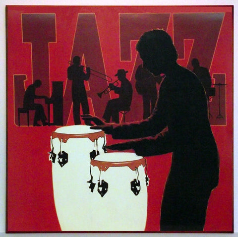 Obraz - Jazz,bębny w czerwonym wydaniu - reprodukcja na płycie A5878 71x71 cm. - Obrazy Reprodukcje Ramy | ergopaul.pl