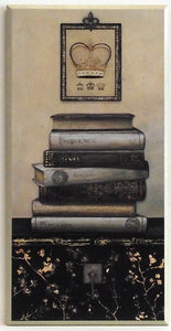 Obraz - Stare książki na zdobionej komodzie 2 - reprodukcja AB0791 na płycie 25x51 cm. - Obrazy Reprodukcje Ramy | ergopaul.pl