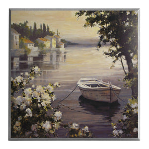 Obraz - Pejzaż z łódką na jeziorze - reprodukcja na płycie A2606EX 51x51 cm - Obrazy Reprodukcje Ramy | ergopaul.pl