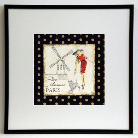 Obraz - Kobieta w czerwonej sukience z pieskiem w Paryżu - reprodukcja w ramie WI4401 50x50 cm - Obrazy Reprodukcje Ramy | ergopaul.pl