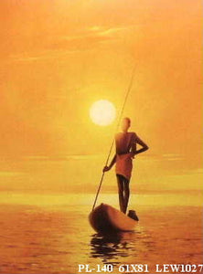 Obraz - Afrykanin w łodzi na tle zachodu słońca - reprodukcja na płycie LEW1027 61x81 cm - Obrazy Reprodukcje Ramy | ergopaul.pl