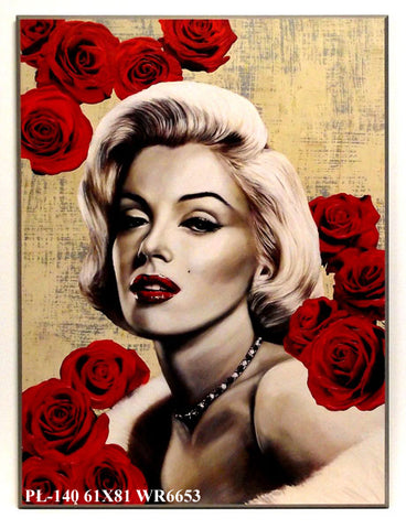 Obraz - Marilyn Monroe w różach - reprodukcja na płycie WR6653 61x81 cm - Obrazy Reprodukcje Ramy | ergopaul.pl