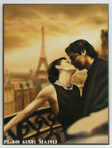 Obraz - Kobieta w podróży, pocałunek na balkonie w Paryżu - reprodukcja na płycie MA1913 61x81 cm - Obrazy Reprodukcje Ramy | ergopaul.pl